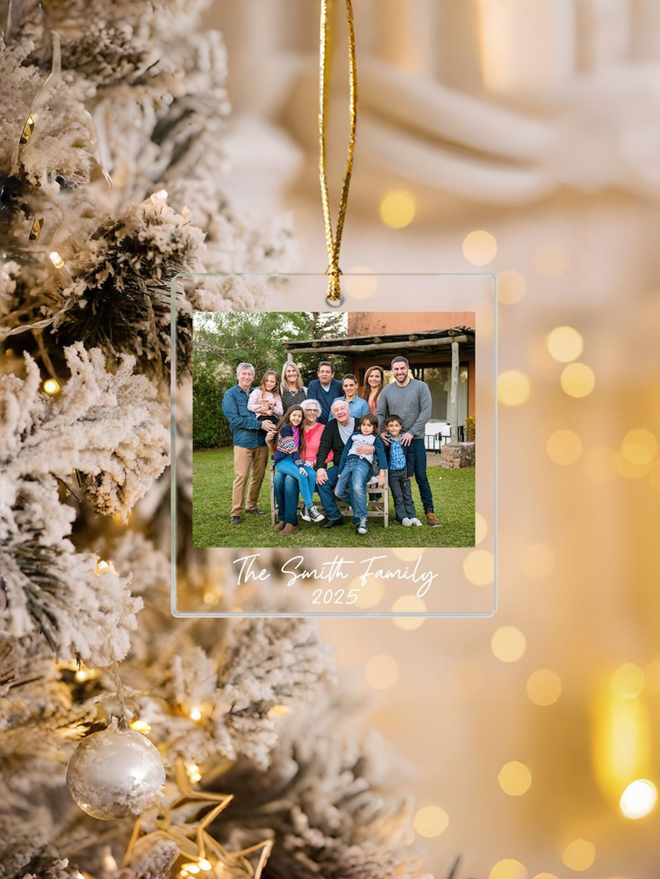 Custom Family Photo Christmas Ornament 2025: Large Family Christmas Keepsake, Picture Portrait Ornament Gift